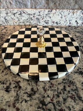 Mackenzie-Childs Courtly Check® Enamel Cheese Course. Like new!
